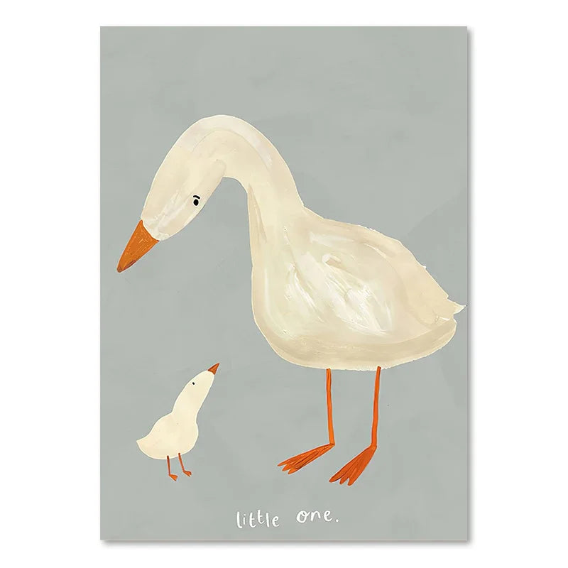 Niedliche Baby Tiere Kinderzimmer Wandkunst Illustrationen Fine Art Leinwanddrucke Gänse Maus Löwe Eisbär Poster Bilder für das Kinderzimmer Wanddekoration | Karnz