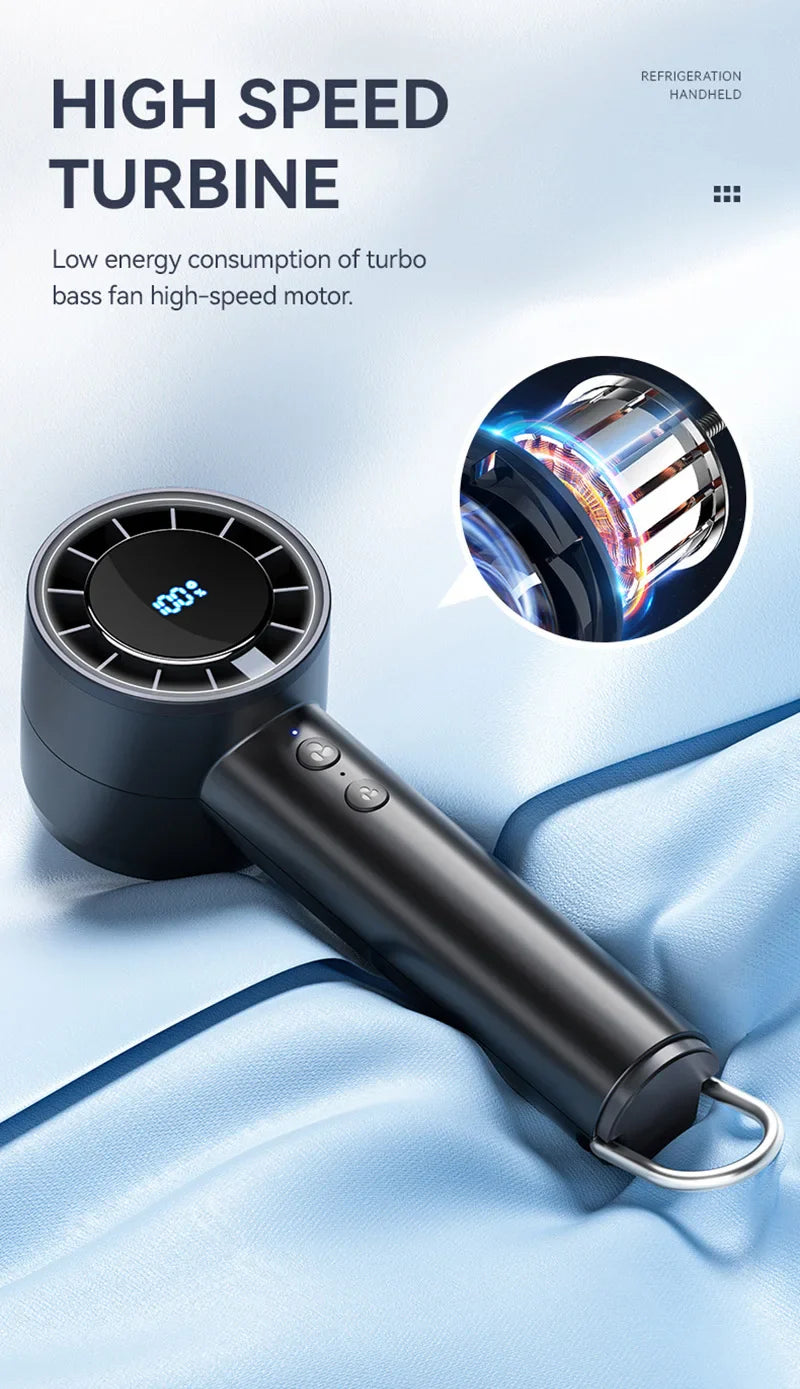 Stiller Hochgeschwindigkeits-USB-Handventilator – Tragbarer kleiner Ventilator mit LED-Display, hoher Windkraft und Kühlschrankfunktion | Karnz