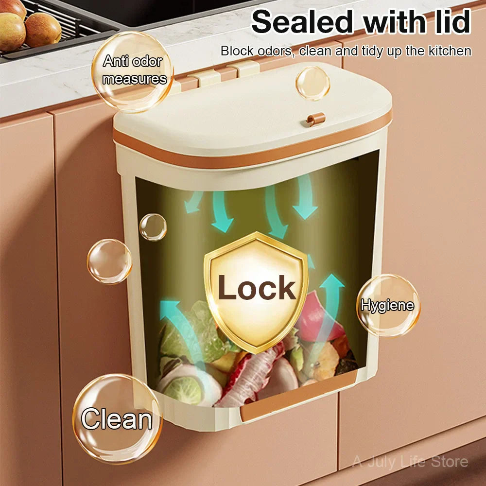 EcoBin Küche & Bad Wand Mülltonne – 8,5L / 12L mit Deckel Karnz