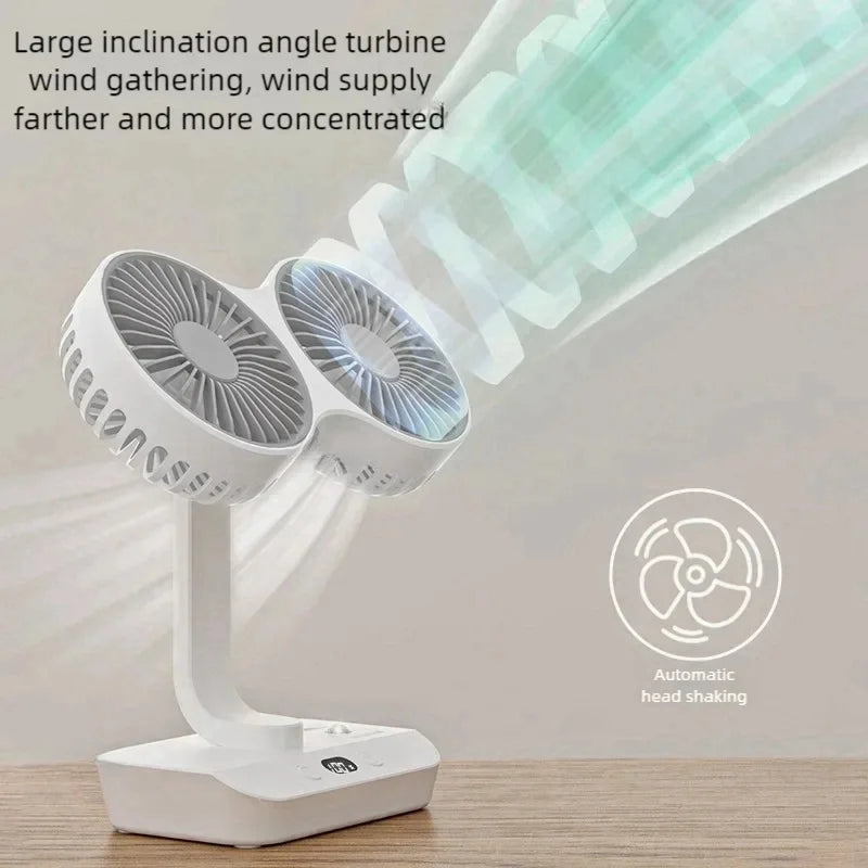Verstellbarer Doppelkopf Tragbarer Tischventilator Nachtlampe | Karnz