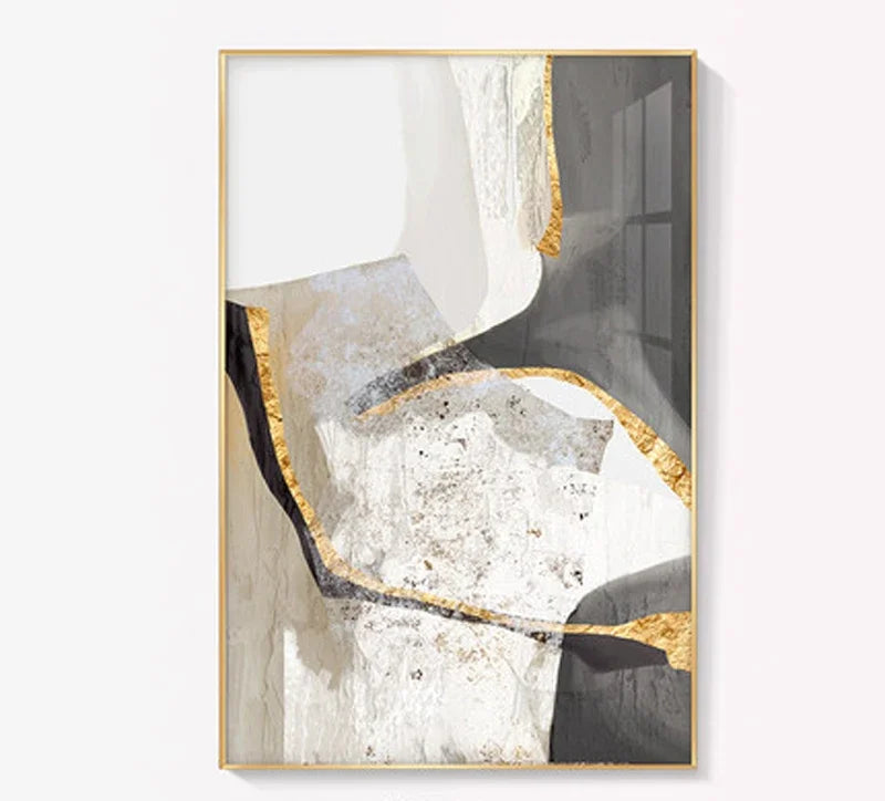 Nordic Abstract Geomorphe Neutrale Farben Golden Beige Grau Wandkunst Fine Art Leinwanddrucke Bilder Für Moderne Wohnung Wohnzimmer Dekor | Karnz