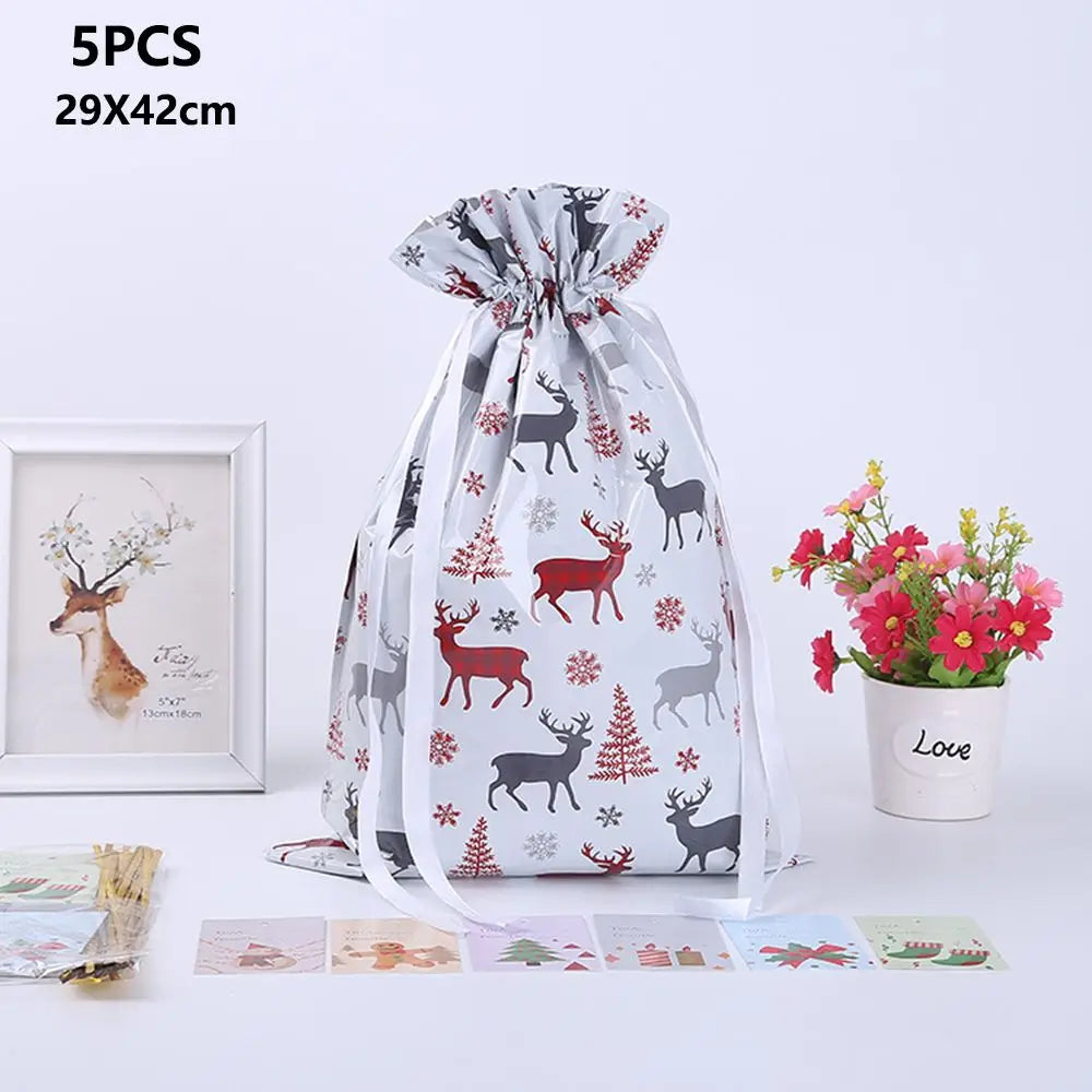5 Geschenktüten mit Kordelzug