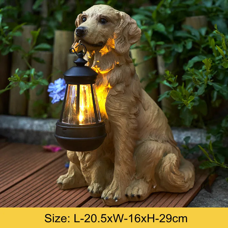 Solarbetriebene Outdoor-Harz-Hundestatue Lampe | Karnz