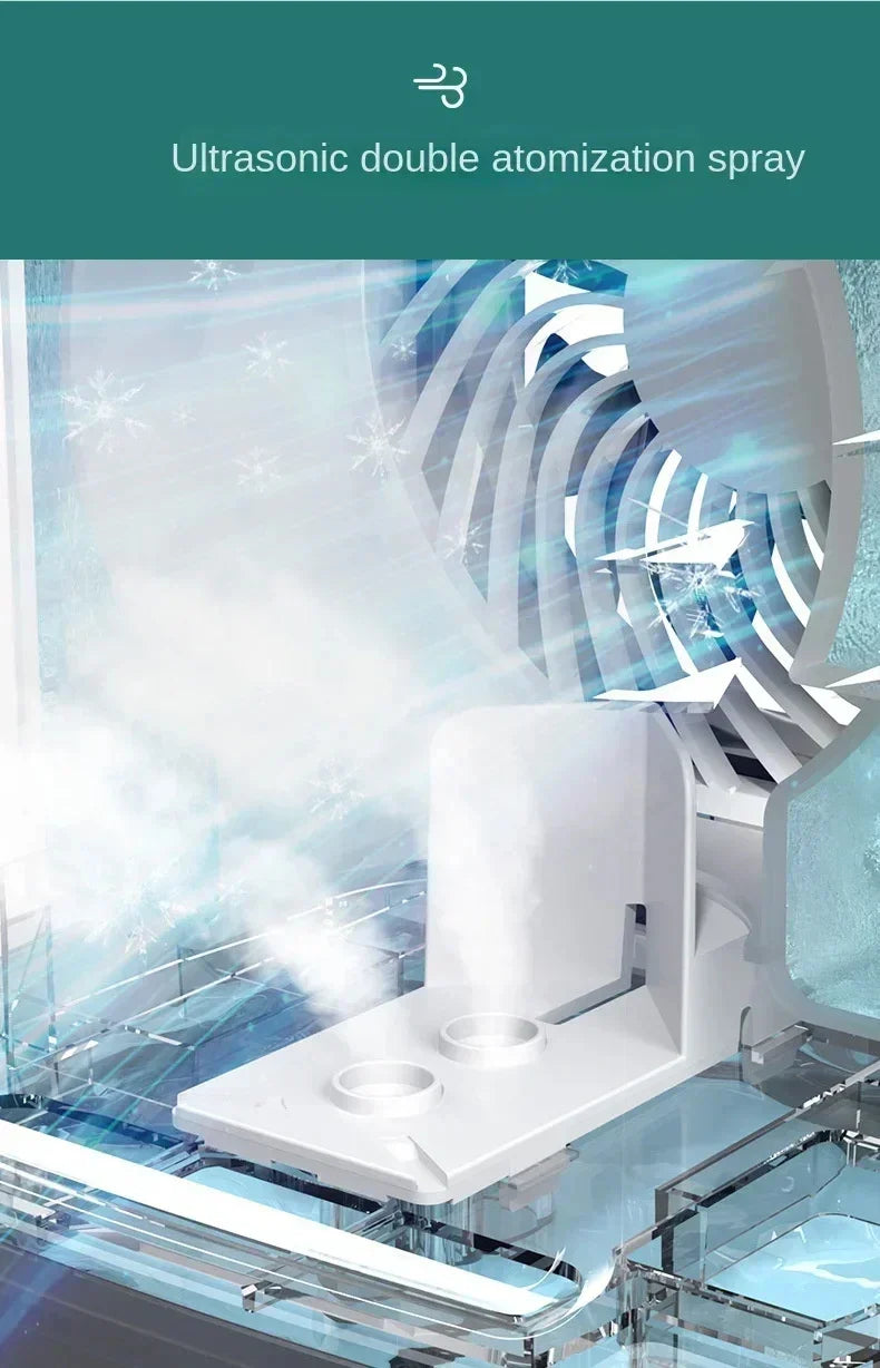 Tragbarer Desktop-Luftkonditionierer – Dual Spray Ultraschall-Luftbefeuchter, 3-Gang leiser Luftkühler mit Nachtlicht für Zuhause | Karnz