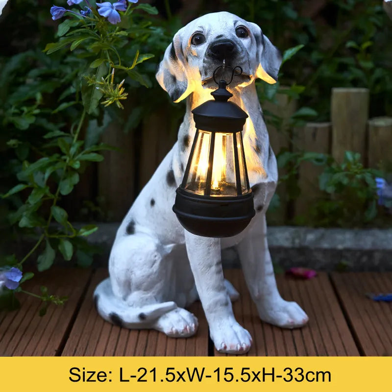 Solarbetriebene Outdoor-Harz-Hundestatue Lampe | Karnz