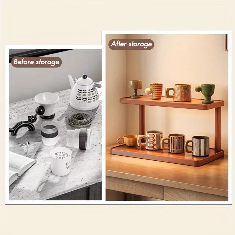 BambuCasa 2-stufiges Holzregal Karnz
