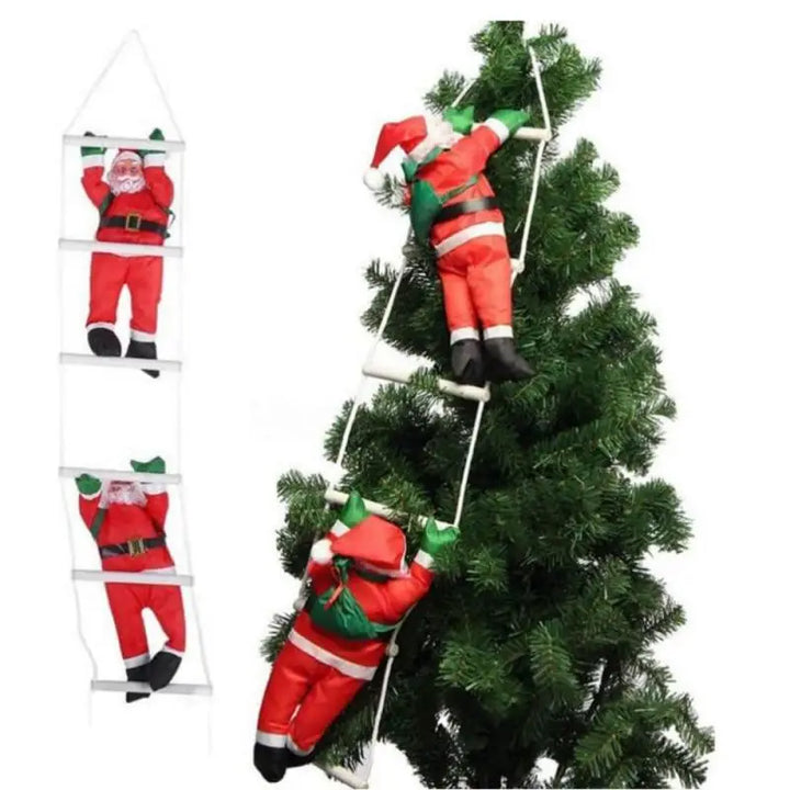 Kletternde Weihnachtsmann Dekofigur zum Aufhängen – Festliche Fensterdeko für Weihnachten, Hängende Weihnachtsdeko für Wohnzimmer und Fenster | Karnz