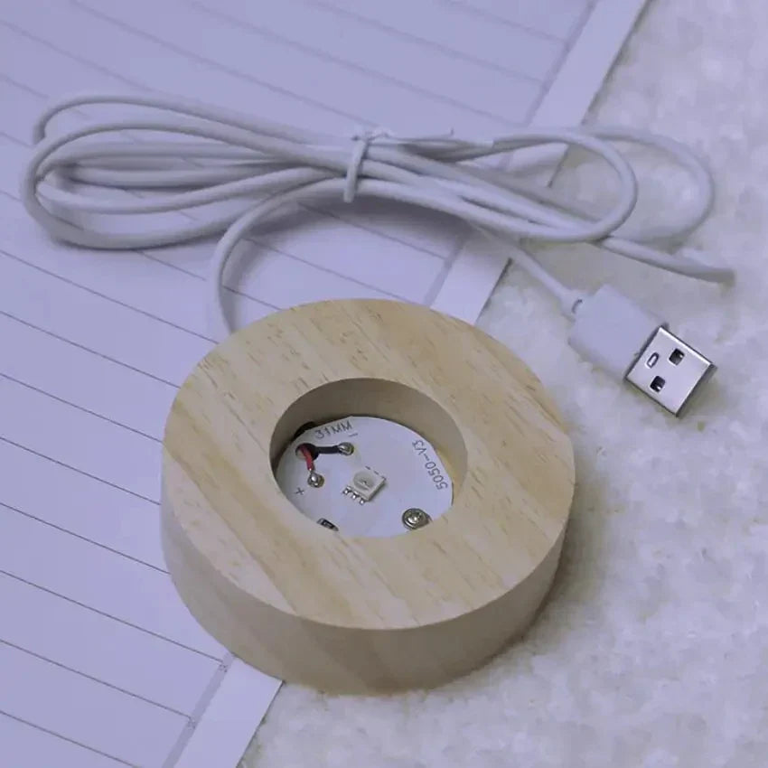 3D Kristall Nachttischlampe LED - Sternenhimmel Projektor mit Holzsockel, romantische Beleuchtung für Schlafzimmer & Geschenke | Karnz