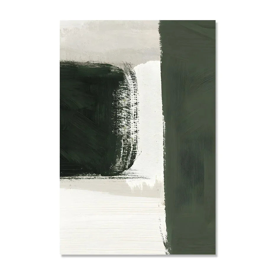 Moderne abstrakte grün beige weiße Pinselstrich Leinwanddrucke nordische Wandkunst für zeitgenössische Wohnzimmer Wohnkultur Kunstwerk | Karnz