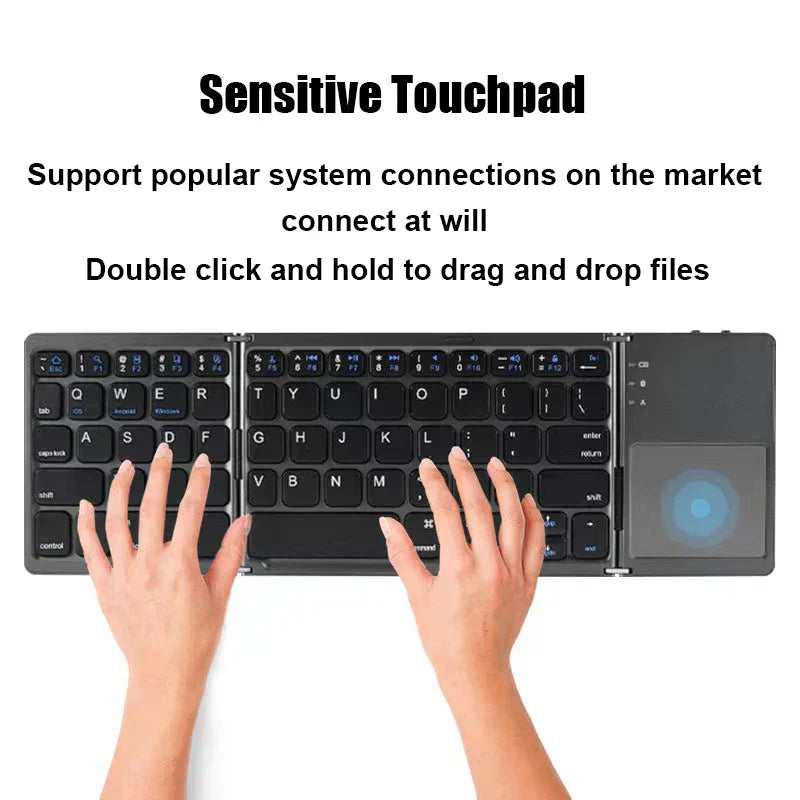 Drahtlos faltbare Bluetooth-Tastatur mit Touchpad – Kompakt, vielseitig und ultra-portabel | Karnz