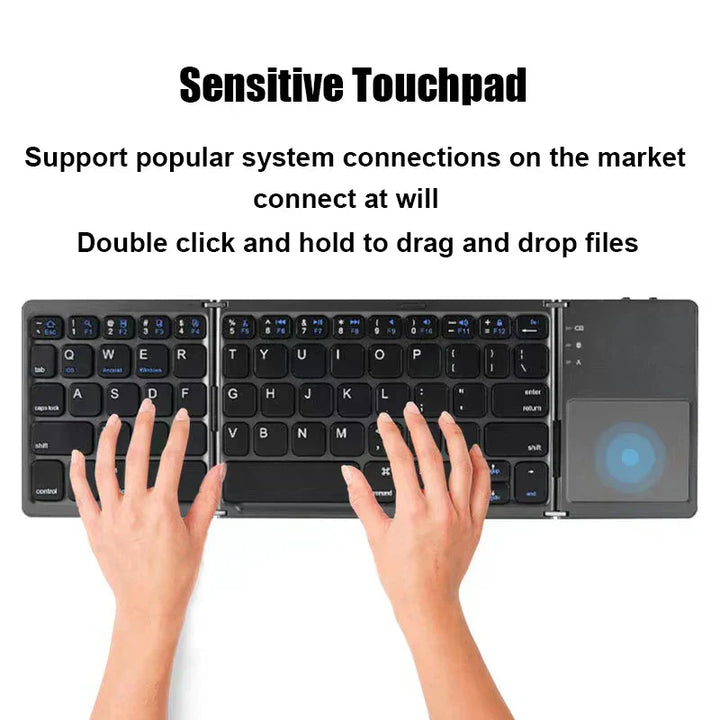 Drahtlos faltbare Bluetooth-Tastatur mit Touchpad – Kompakt, vielseitig und ultra-portabel | Karnz