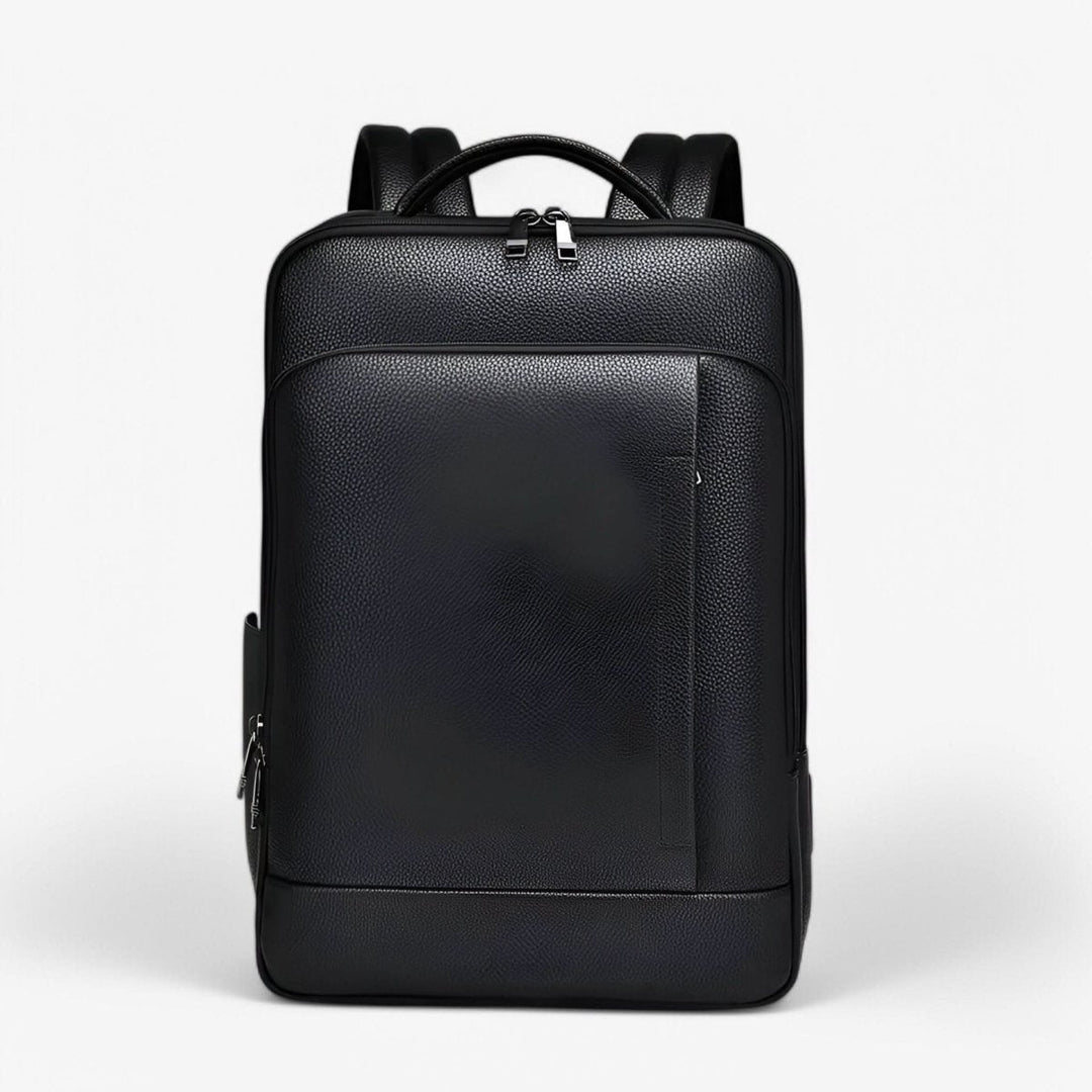 Eleganter Lederrucksack für Damen und Herren mit USB-Anschluss für Laptop und den täglichen Gebrauch, 15,6 Zoll, schwarz