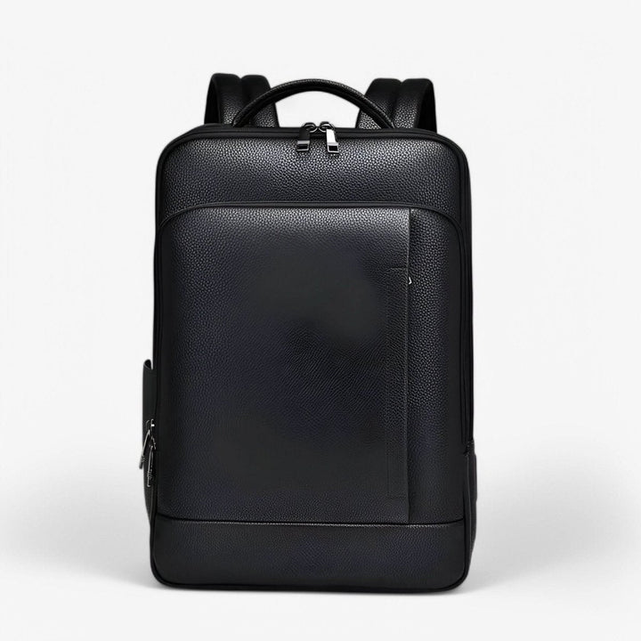 Eleganter Lederrucksack für Damen und Herren mit USB-Anschluss für Laptop und den täglichen Gebrauch, 15,6 Zoll, schwarz