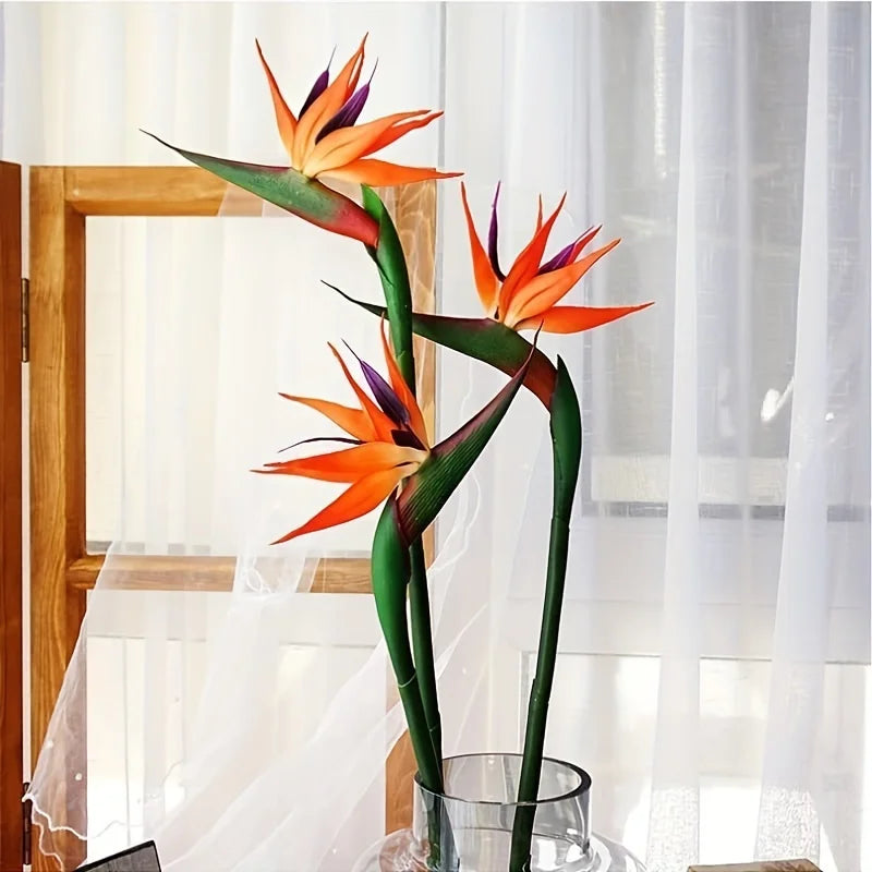 Karnz | Floriva 3-teiliges Set Künstliche Strelitzien | Paradiesvogelblumen | 24,5 cm Lange Stiele | Dekoration für Zuhause, Büro & Veranstaltungen