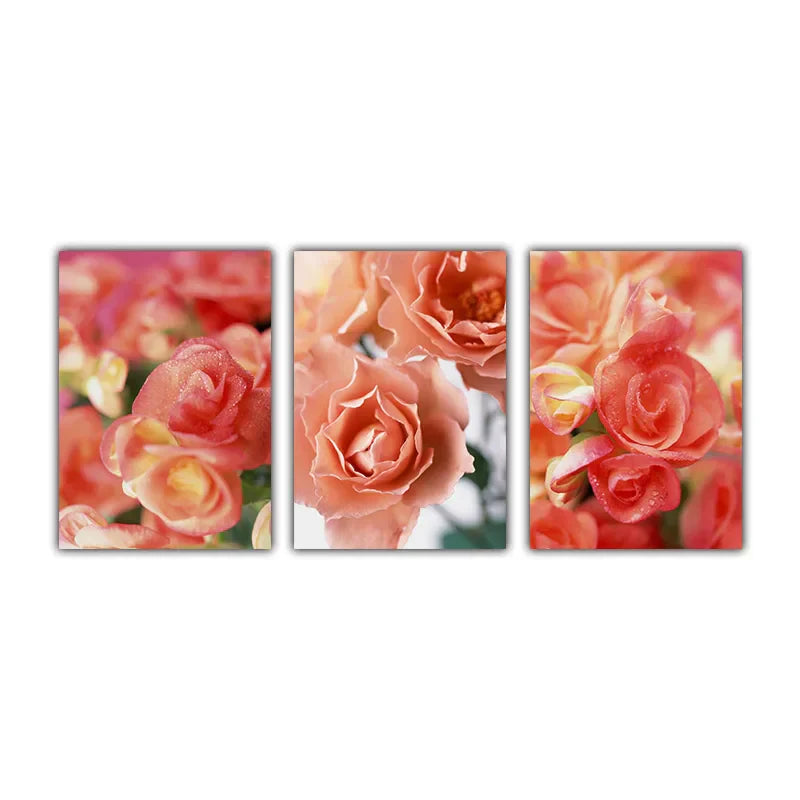 Rosa rote Rosen florale Wandkunst Feine Kunst Leinwanddrucke Moderne botanische Poster Bilder für Wohnzimmer, Schlafzimmer Kunst Dekor | Karnz