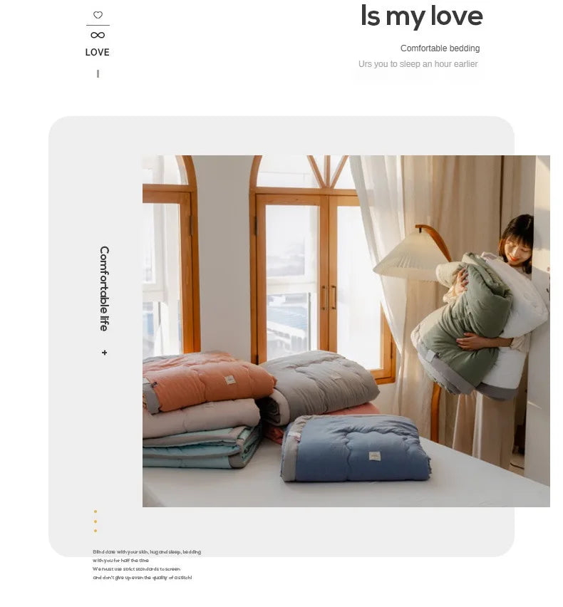 2024 Japanische Baumwolle-Polyester Sommerdecke – Leicht, Waschbar, Hautfreundliche Einfarbige Decke | Karnz