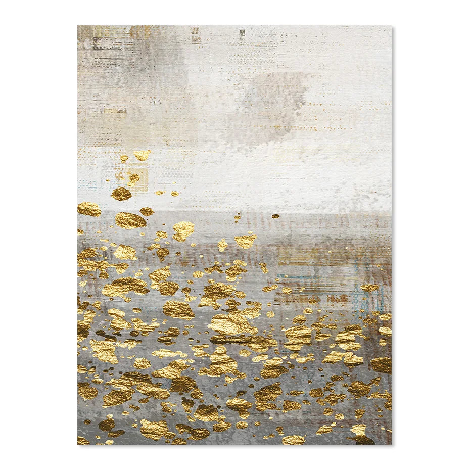 Beige Grau Goldgefleckt Vintage Abstrakte Wandkunst Fine Art Leinwanddrucke Zeitgenössische Bilder für elegante Innenräume | Karnz