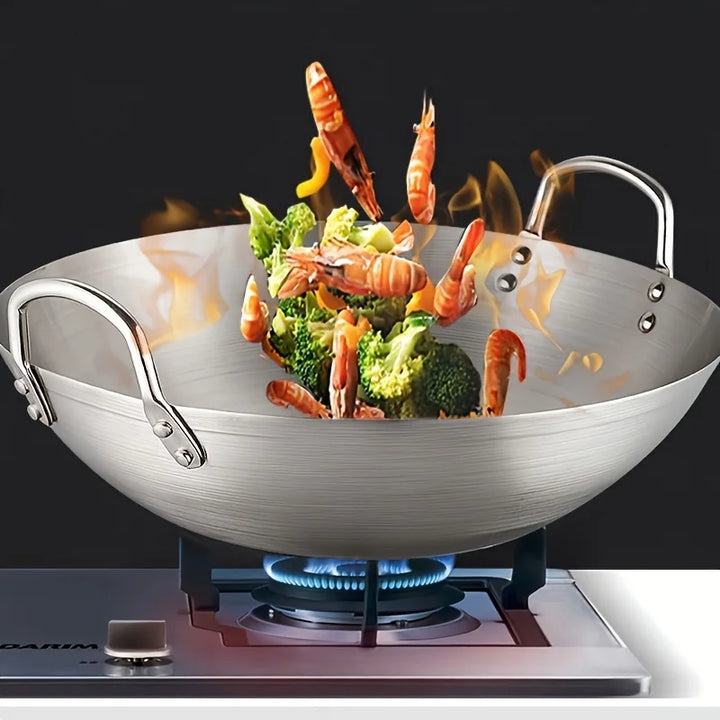 ChefMaster – Große Edelstahl-Wok mit Doppelgriffen Karnz