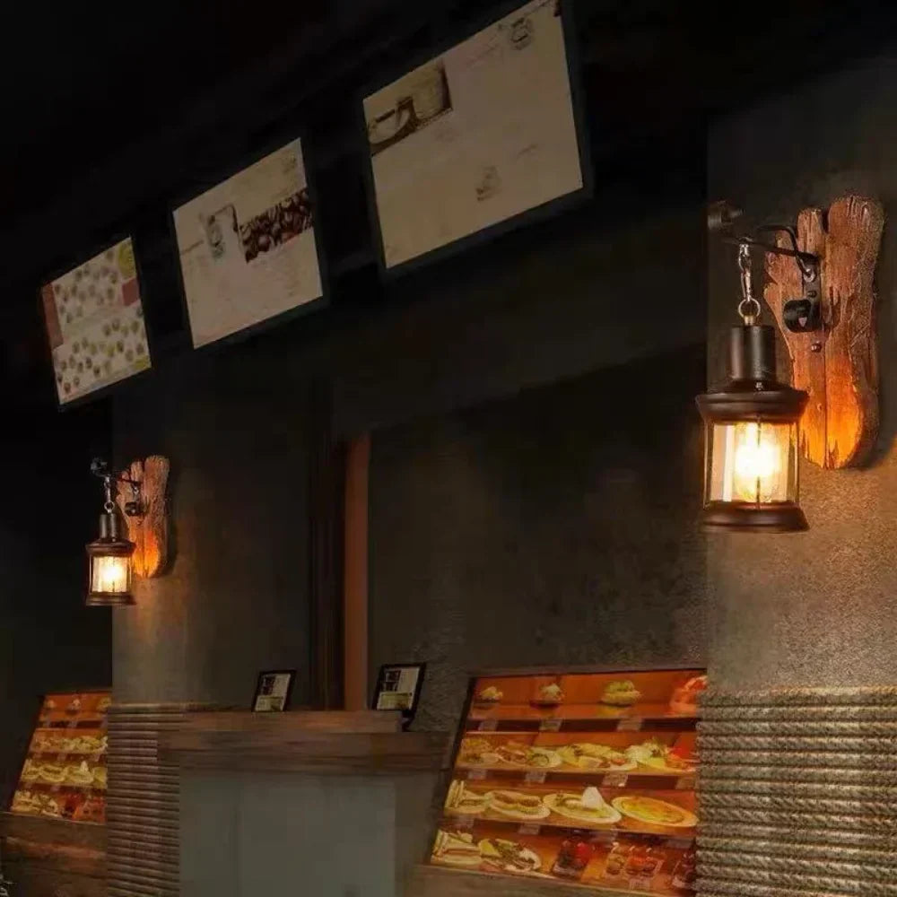 Retro-Laternenlampe, industrielle Laternen-Wandleuchte