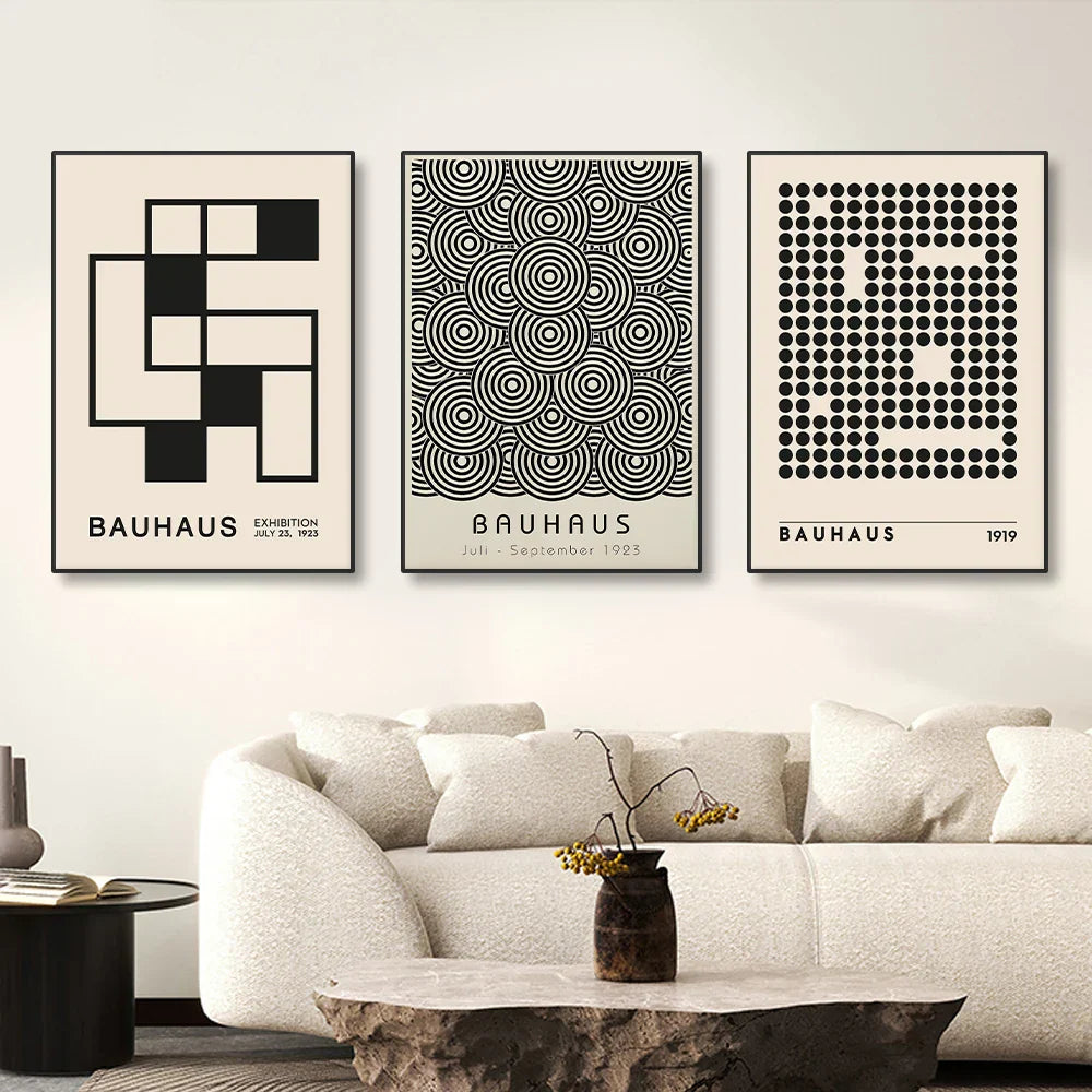 Vintage Retro Geometric Abstract Bauhaus Expo Kunst Galerie Poster Wandkunst Feine Kunst Leinwanddrucke Bilder Für Wohnzimmer Esszimmer Home Office Dekor | Karnz