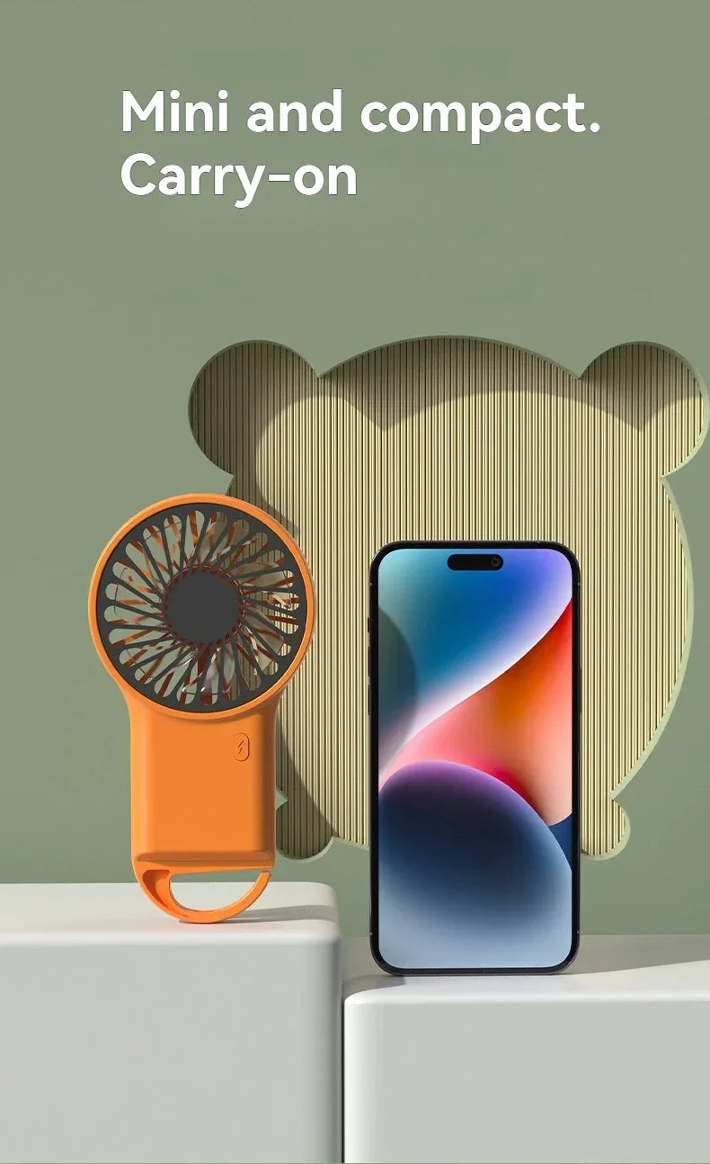Neuer faltbarer USB wiederaufladbarer Mini-Ventilator | Handventilator für den Schreibtisch mit Cartoon-Design & Haken für Outdoor-, Heim- & Bürogebrauch | Karnz