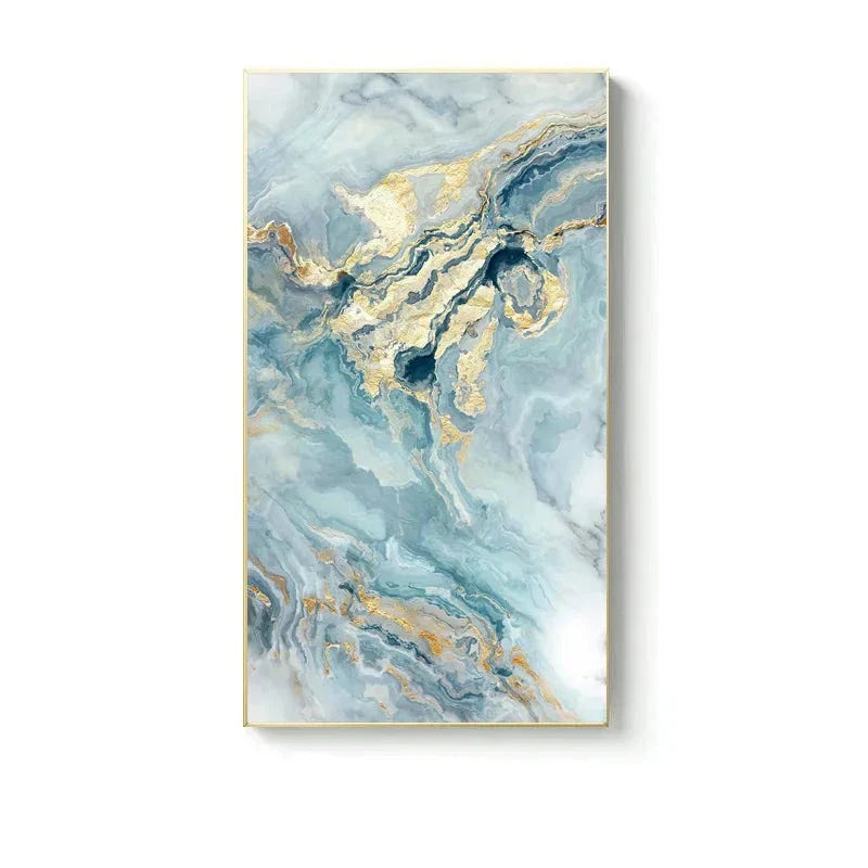 Blaue Goldene Flüssige Marmor Essenz Wandkunst Fine Art Leinwanddrucke Bilder Für Modernes Apartment Luxus Wohnzimmer Kunst Dekor | Karnz