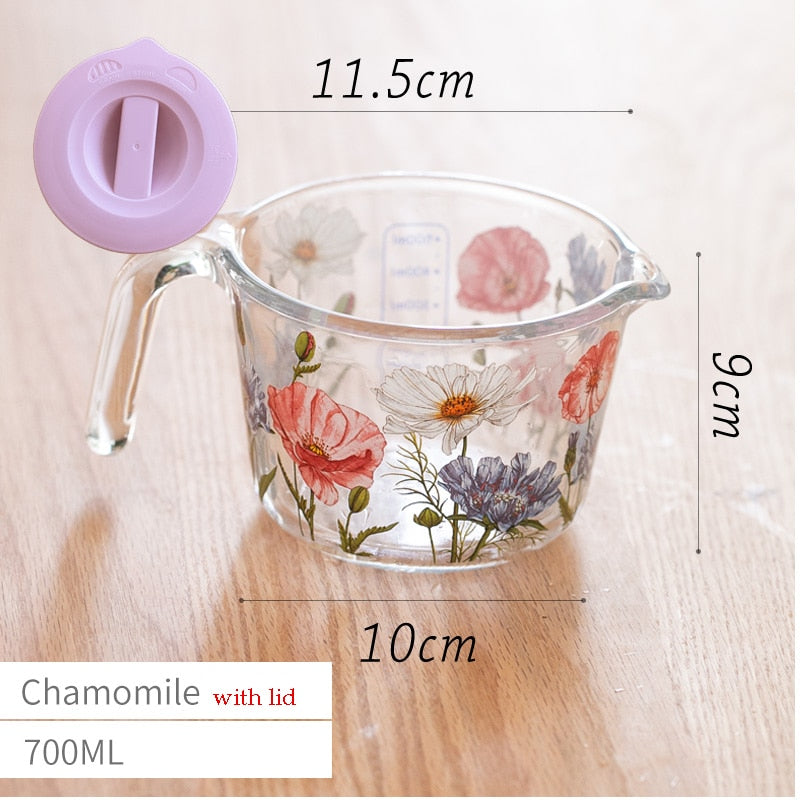 Retro Flowers Messbecher mit Deckel