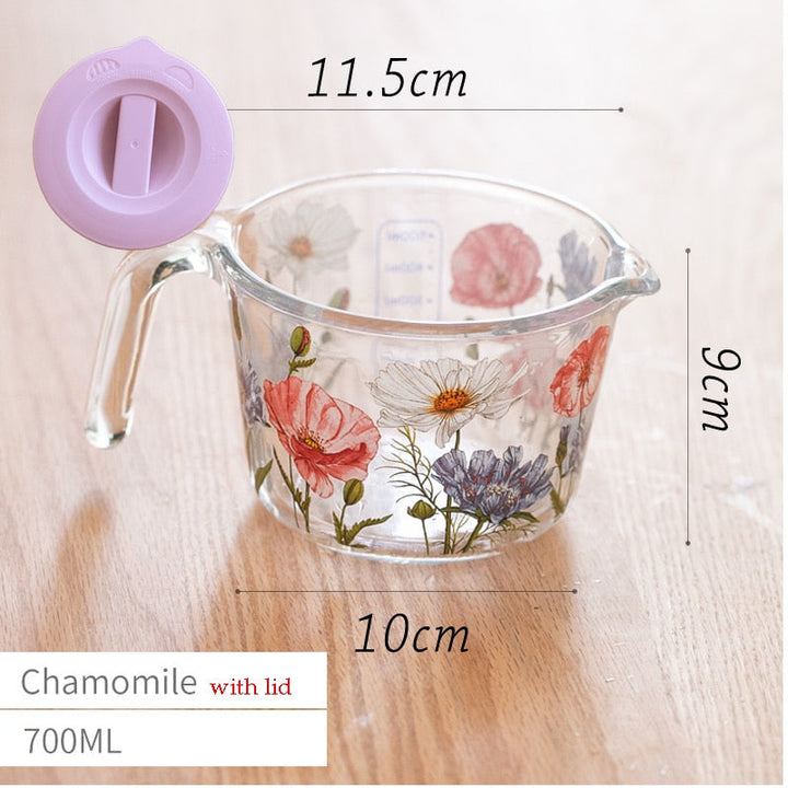 Retro Flowers Messbecher mit Deckel