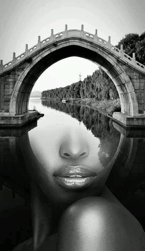 Modern Abstract Portrait Überlagerung Landschaft Wandkunst Fine Art Leinwanddrucke Schwarz Weiß Bilder Für Modernes Wohnzimmer Eingangsbereich Foyer Kunst Dekor (Unrahmt) | Karnz