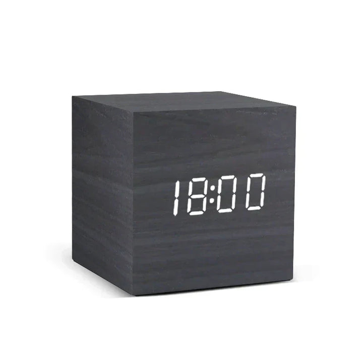 LED-Uhr aus Holz mit Temperaturanzeige, digitaler Zeitanzeige und minimalistischem Design – perfekt für Schlafzimmer und Büro
