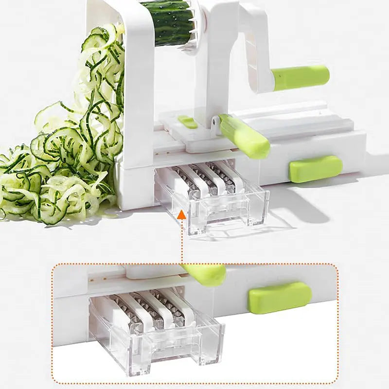 Karnz | SpiraChef Gemüsespiralschneider | 5-in-1 Spiralschneider & Hobel | Mit Saugfuß & Klappdesign | Für Zoodles, Gemüse & Obst