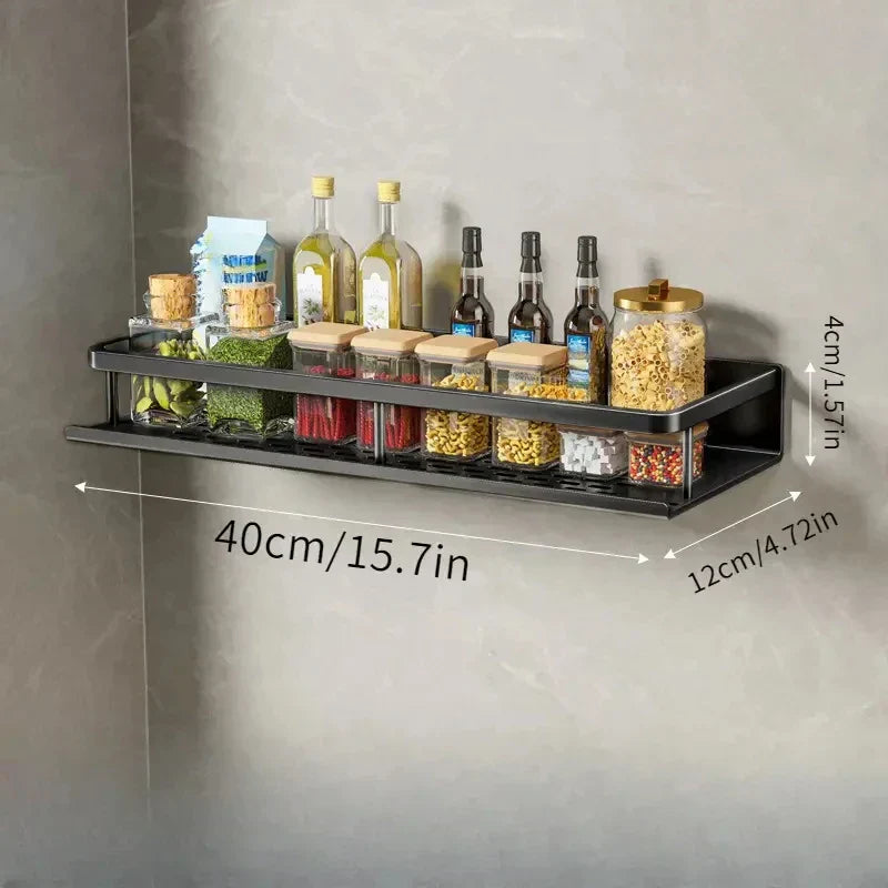 Wandmontierter Küchenregal – Platzsparendes und stilvolles Aluminiumregal für Küchenutensilien | Karnz