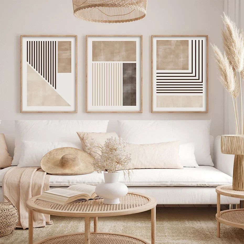 Braun Beige Farbblock Geometrische Wandkunst Fine Art Leinwanddrucke Abstrakte Minimalistische Bilder Für Modernes Wohnzimmer Schlafzimmer Kunst Dekor | Karnz