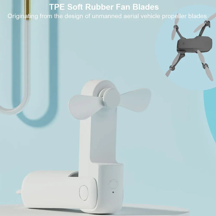 Tragbarer Mini-Handventilator – Wiederaufladbarer faltbarer Taschenventilator mit Batterie, kühlender Handventilator und Powerbank-Funktion | Karnz