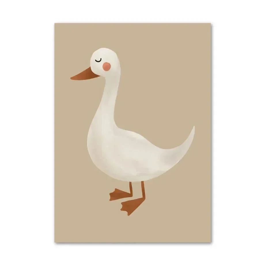 Niedliche Baby Tiere Kinderzimmer Wandkunst Illustrationen Fine Art Leinwanddrucke Gänse Maus Löwe Eisbär Poster Bilder für das Kinderzimmer Wanddekoration | Karnz