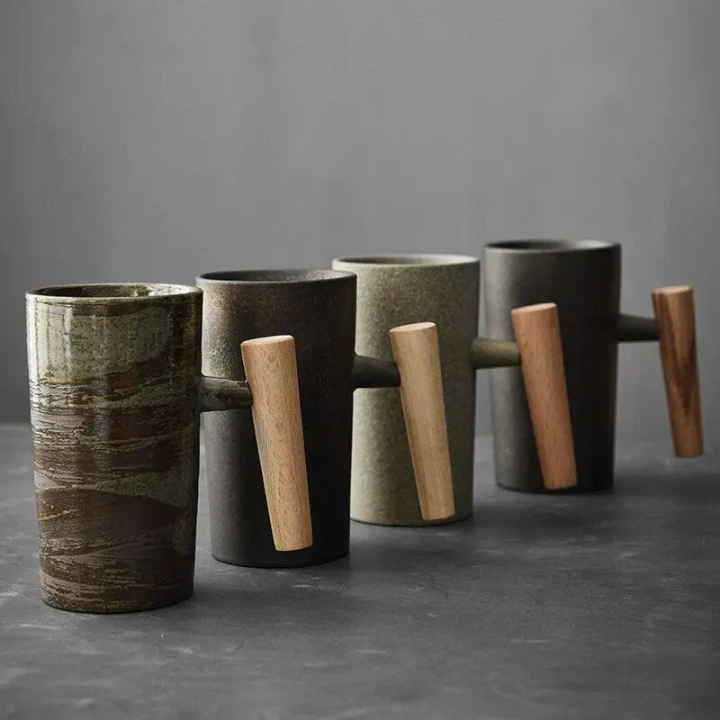 ScandiSip Keramiktasse – Minimalistisches skandinavisches Design mit Holzgriff | Karnz