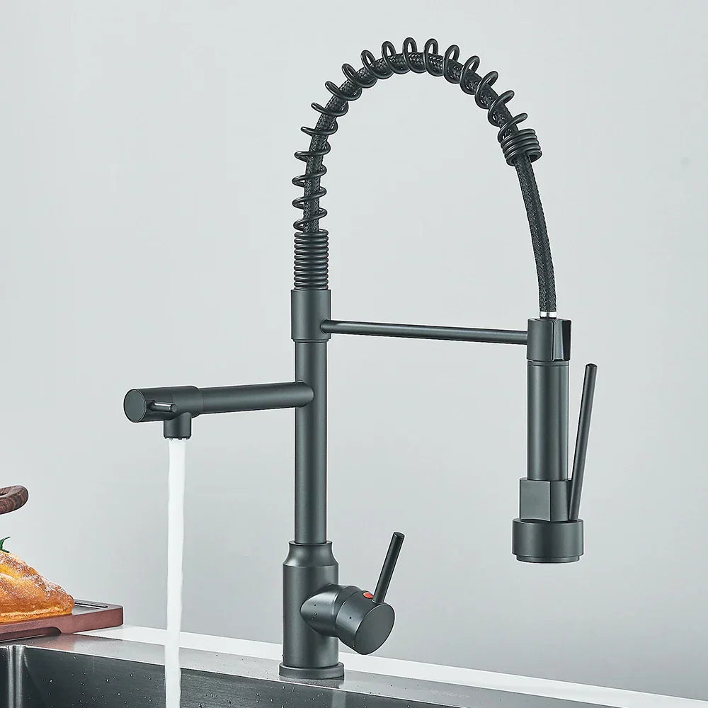 Wasserhahn mit Doppeltem Auslauf – Hochwertiger Wasserhahn für Flexibles Spülen, Schwenkbar, Ideal für Moderne Küchen, Leicht zu Reinigen und Einfache Montage | Karnz