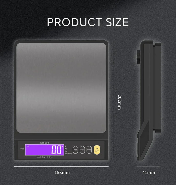 Karnz | 5 kg/0,1 g und 10 kg/1 g digitale elektronische Küchenwaage, LCD-Display, voll wasserdichtes Edelstahl-Waagetool zum Backen