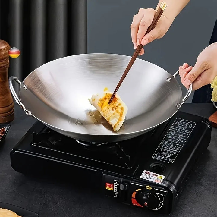 ChefMaster – Große Edelstahl-Wok mit Doppelgriffen Karnz