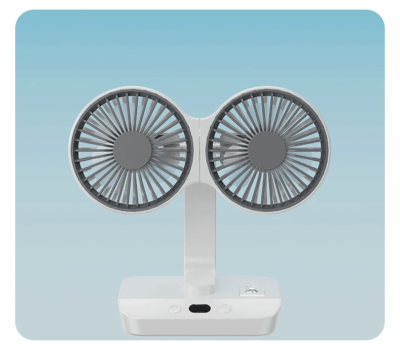 Verstellbarer Doppelkopf Tragbarer Tischventilator Nachtlampe | Karnz