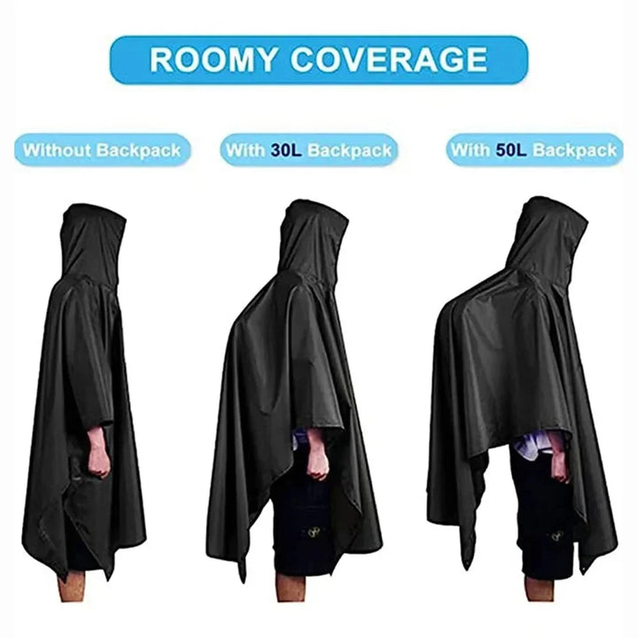 3 in 1 Outdoor Militär Regenmantel - Mit Kapuze wasserdichter Regenponcho mit Ärmeln, Motorrad-Regenabdeckung, ideal für Camping, Wandern und Reisen