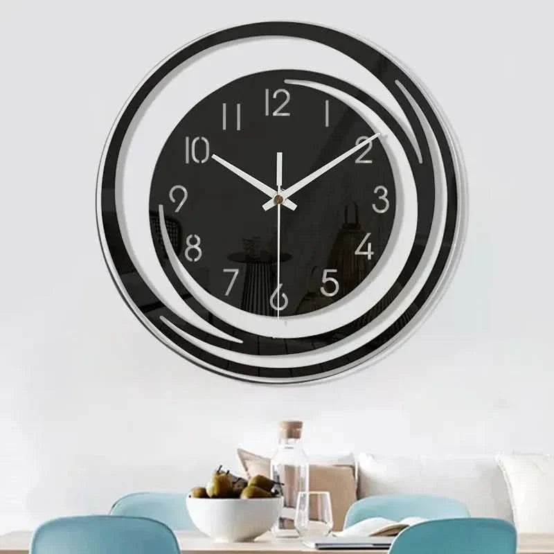 Schwarze Acryl-Wanduhr – Modernes skandinavisches Design