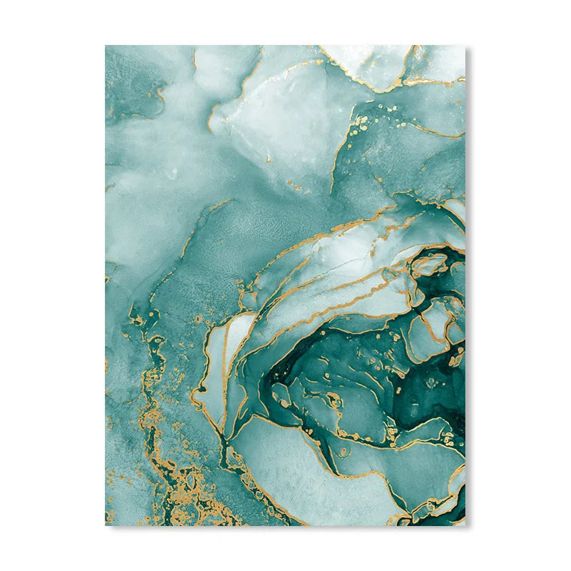 Moderne abstrakte Aqua-Flüssigkeit Marmor Drucke Wandkunst Fine Art Leinwanddrucke Bilder für Wohnzimmer Esszimmer Home Office Dekor | Karnz