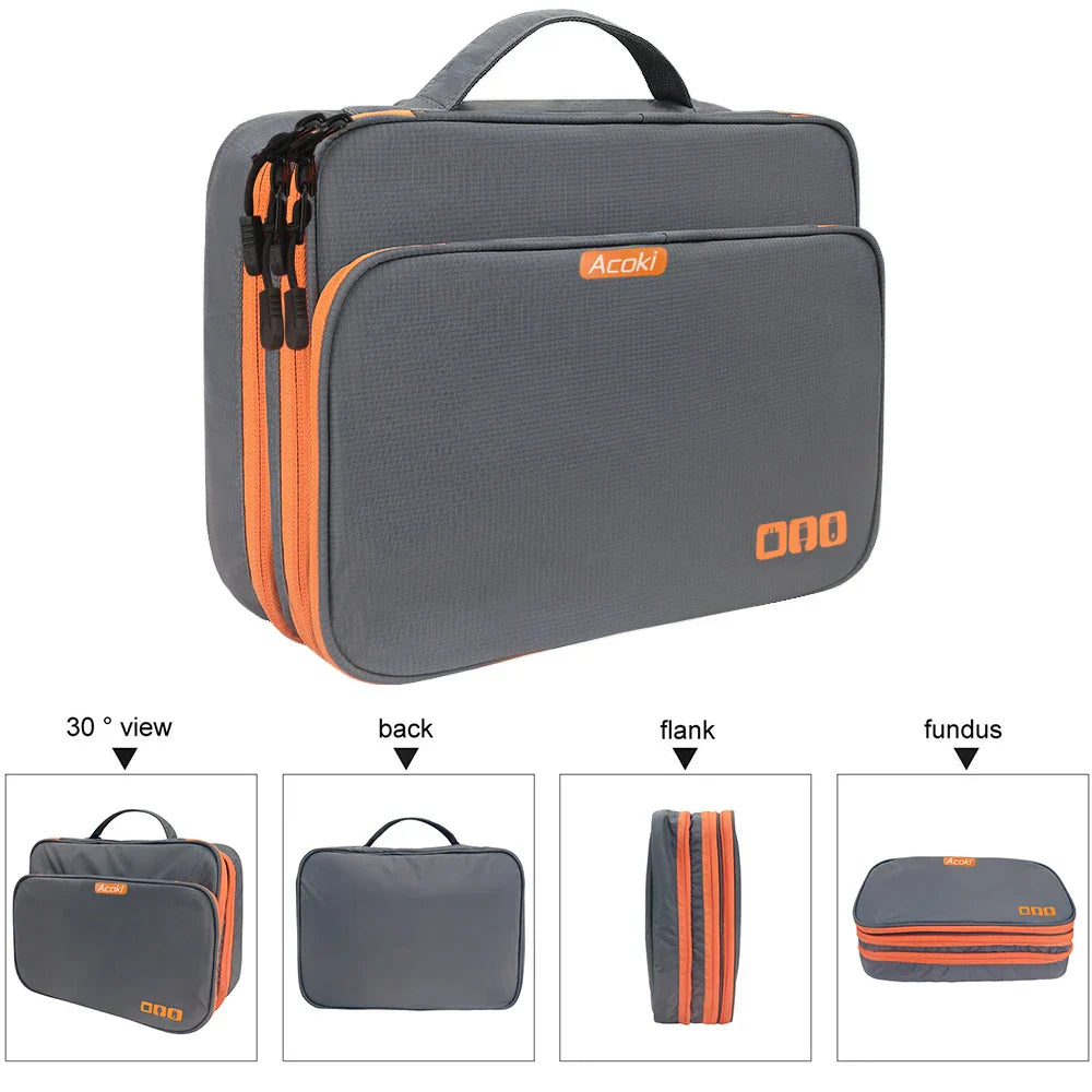 Karnz | Elektronik Organizer TECHNIVO LayerPro | 3-Schichten Kabeltasche | Wasserdicht & Großes Volumen | Für iPad, Ladegeräte & Zubehör
