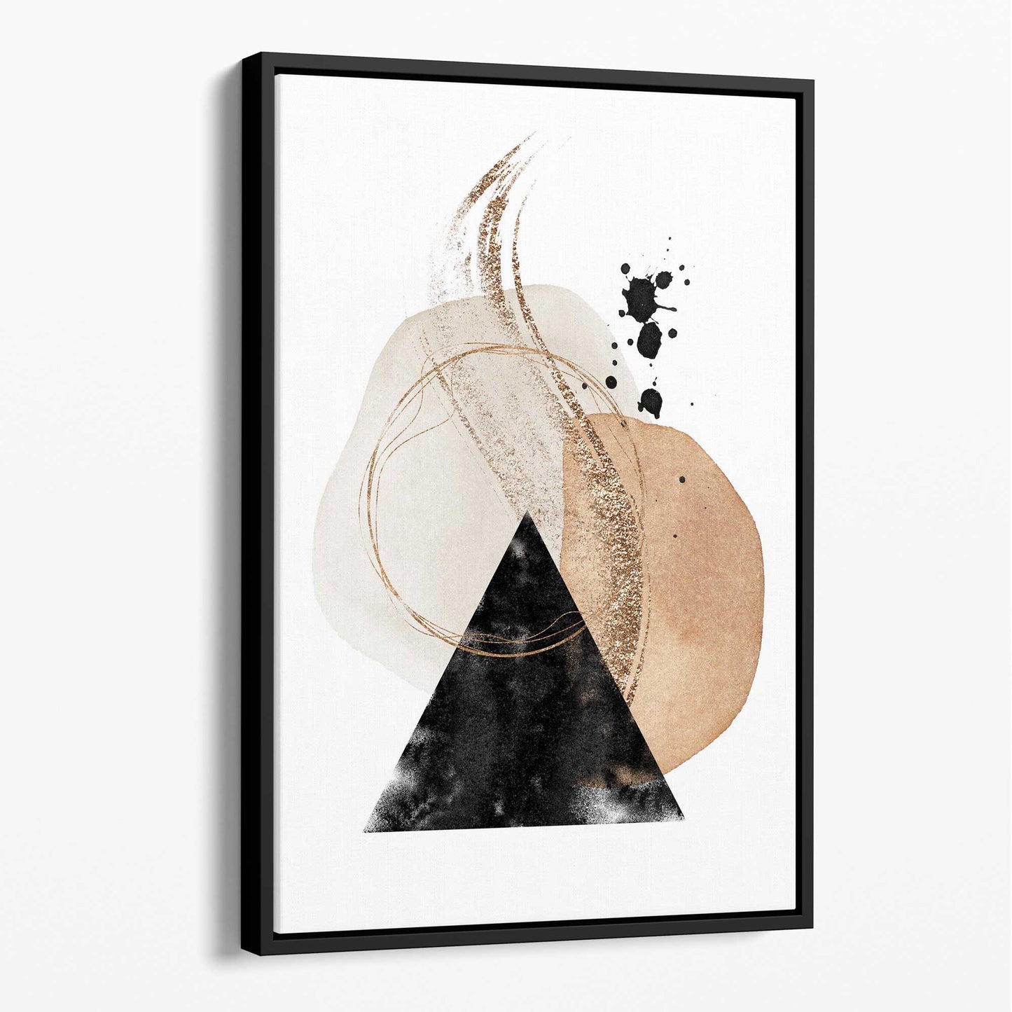 Abstrakte schwarz-beige Aquarellformen auf Leinwand Nr. 3