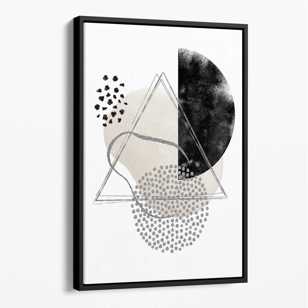 Abstrakte Aquarellformen in Schwarz, Grau und Elfenbein auf Leinwand Nr. 3