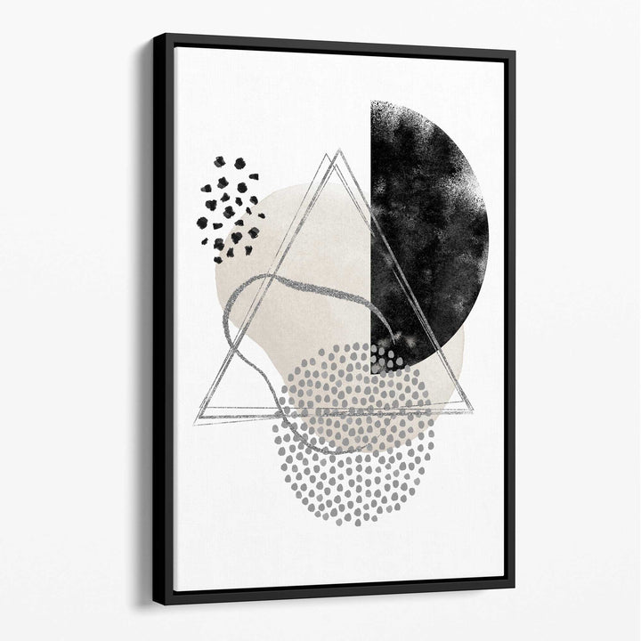 Abstrakte Aquarellformen in Schwarz, Grau und Elfenbein auf Leinwand Nr. 3