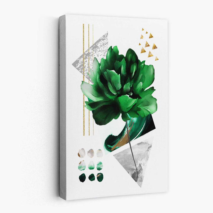 Abstraktes botanisches Gemälde in Grün und Gold Nr. 3