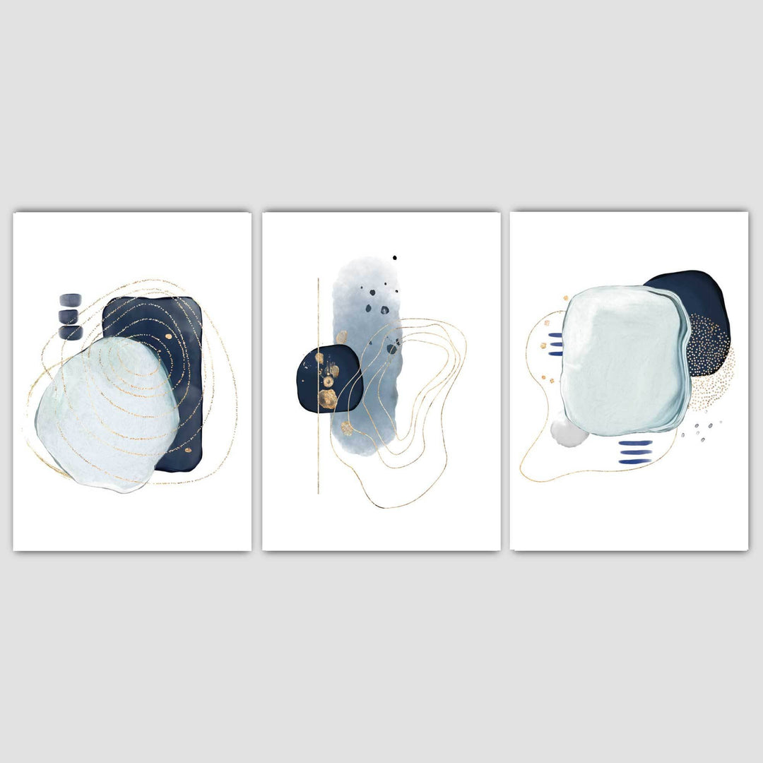 Abstrakte Winterstimmung Blau Gold Kunstdrucke