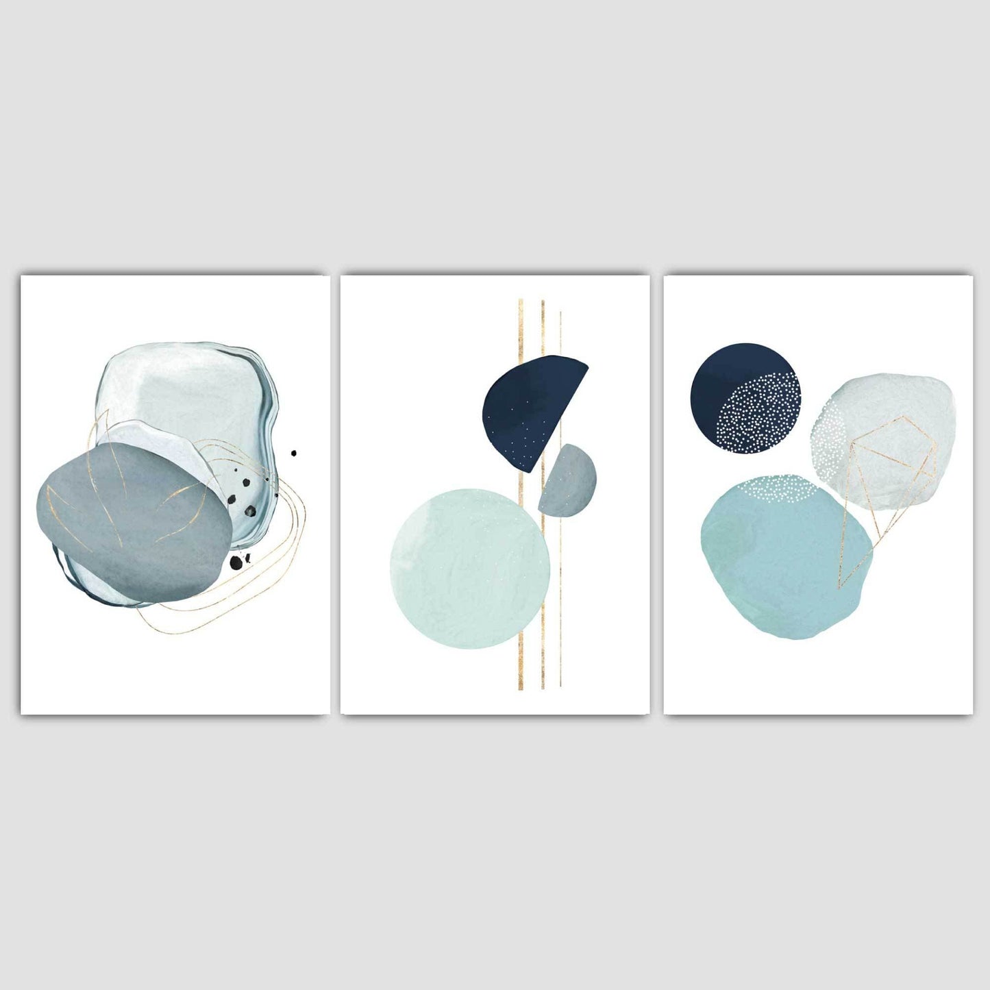 Abstrakte Winterstimmung Aqua, Marineblau, Gold Kunstdrucke